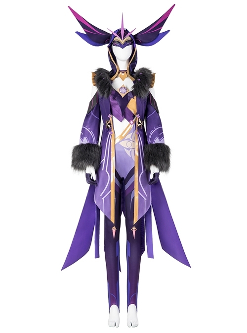 Genshin Impact Monster Fatui Thunder Firefly Warlock Halloween Game Cosplay Costume Full Set