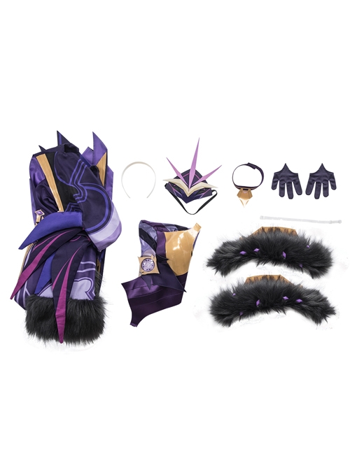 Genshin Impact Monster Fatui Thunder Firefly Warlock Halloween Game Cosplay Costume Full Set