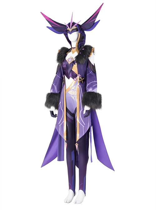 Genshin Impact Monster Fatui Thunder Firefly Warlock Halloween Game Cosplay Costume Full Set