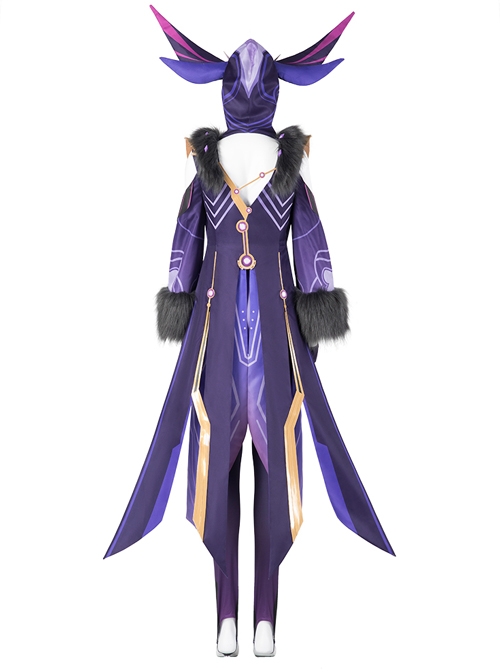 Genshin Impact Monster Fatui Thunder Firefly Warlock Halloween Game Cosplay Costume Full Set