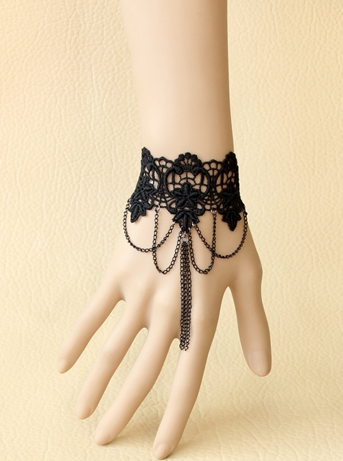 Gothic Personality Fashion Black Lace Flower Retro Bracelet
