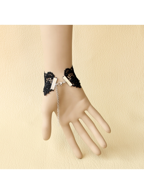 Gothic Personality Fashion Black Lace Flower Retro Bracelet