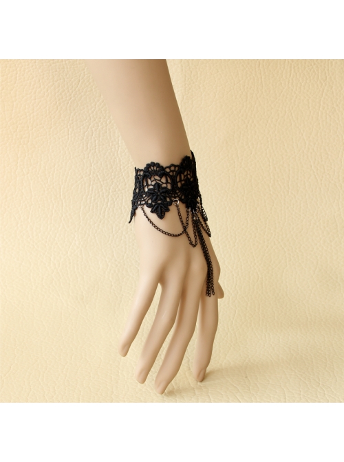 Gothic Personality Fashion Black Lace Flower Retro Bracelet