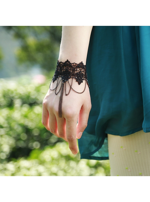 Gothic Personality Fashion Black Lace Flower Retro Bracelet