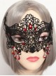 Gothic Half Face Fox Black Lace Blindfold Ruby Exaggerated Halloween Prom Mask