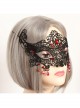 Gothic Half Face Fox Black Lace Blindfold Ruby Exaggerated Halloween Prom Mask