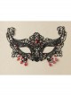 Gothic Half Face Fox Black Lace Blindfold Ruby Exaggerated Halloween Prom Mask