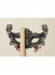 Gothic Half Face Fox Black Lace Blindfold Ruby Exaggerated Halloween Prom Mask