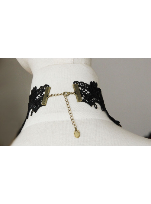 Gothic Black Lace Flower Pearl Female Gift Wedding Dress Choker
