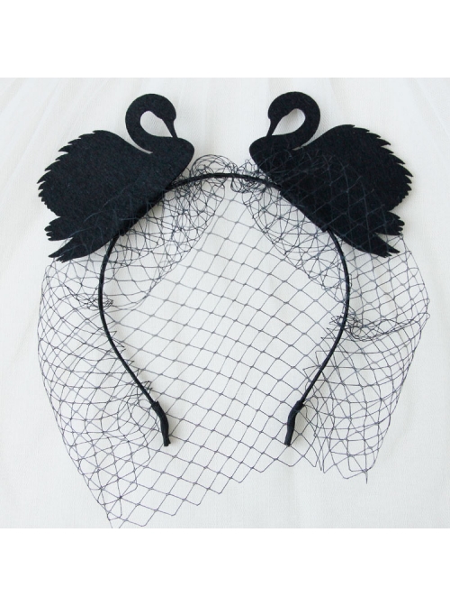 Black Gothic Swan Net Yarn Bar Nightclub Prom Party Halloween Christmas Headband