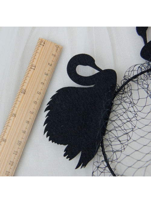 Black Gothic Swan Net Yarn Bar Nightclub Prom Party Halloween Christmas Headband