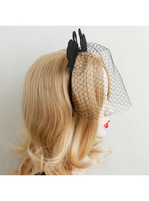 Black Gothic Swan Net Yarn Bar Nightclub Prom Party Halloween Christmas Headband