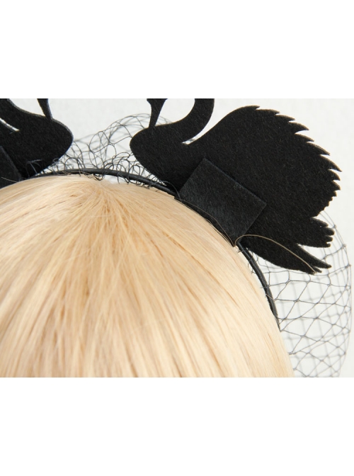 Black Gothic Swan Net Yarn Bar Nightclub Prom Party Halloween Christmas Headband