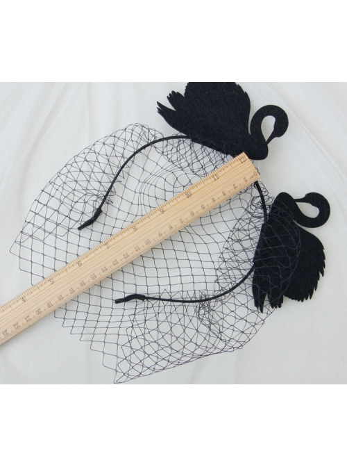 Black Gothic Swan Net Yarn Bar Nightclub Prom Party Halloween Christmas Headband