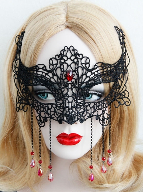 Gothic black masquerade nightclub queen lace halloween christmas party mask