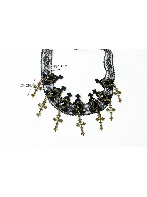 Baroque Black Lace Vampire Cross Lolita Gothic Dark Hairband