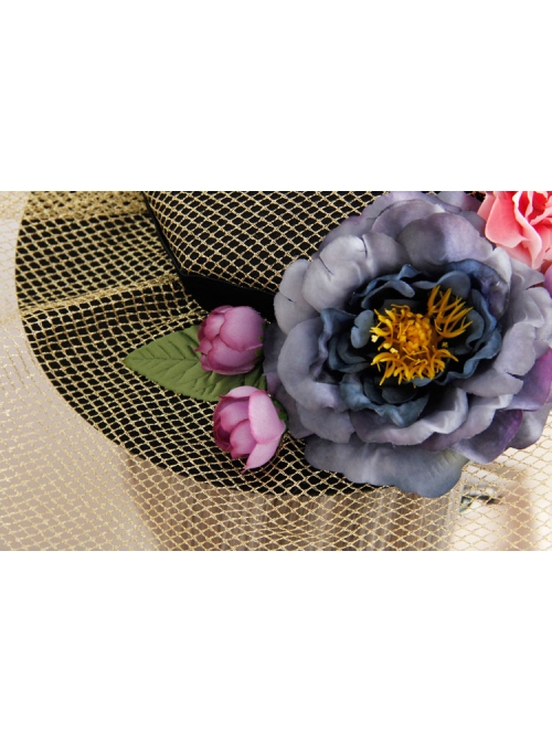 Fashion Palace Style Golden Mesh Banquet Three-Dimensional Flower Holiday Wedding Retro Top Hat