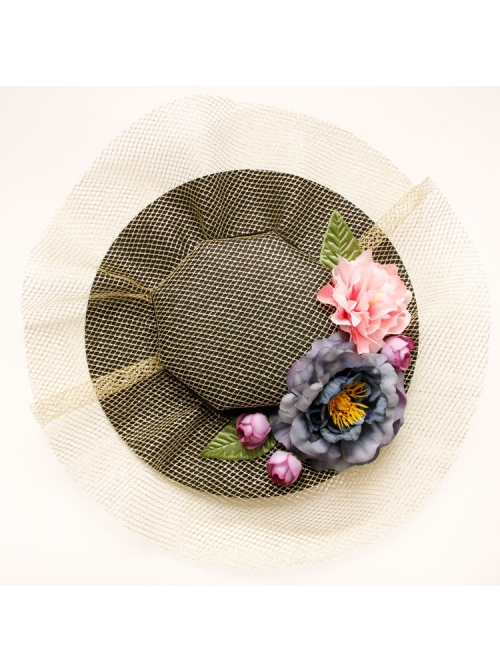 Fashion Palace Style Golden Mesh Banquet Three-Dimensional Flower Holiday Wedding Retro Top Hat
