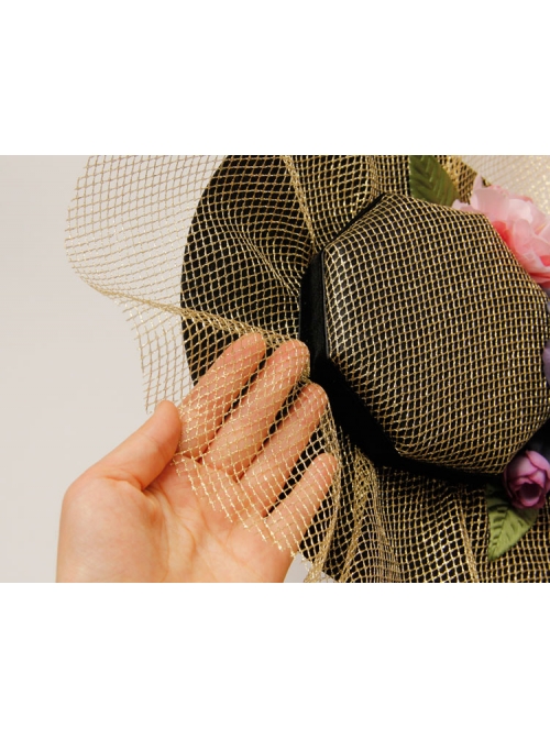 Fashion Palace Style Golden Mesh Banquet Three-Dimensional Flower Holiday Wedding Retro Top Hat