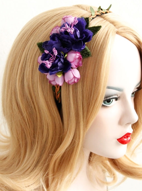 Fashion Christmas Flowers Leaves Female Long Hair Short Hair Garland Rattan Headband