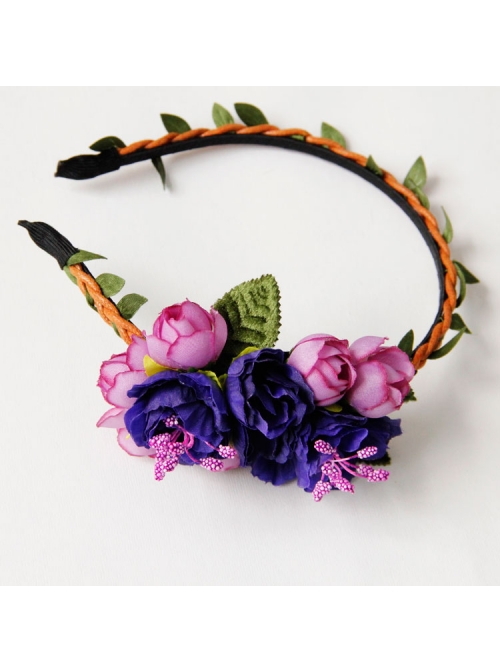 Fashion Christmas Flowers Leaves Female Long Hair Short Hair Garland Rattan Headband