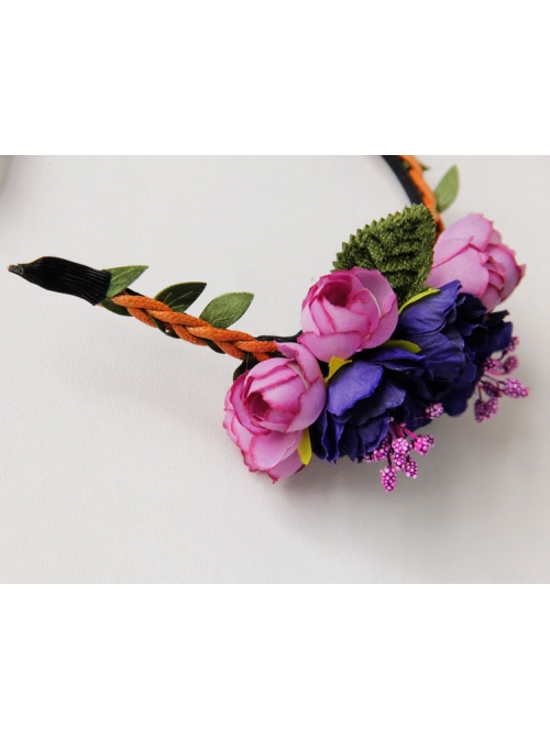 Fashion Christmas Flowers Leaves Female Long Hair Short Hair Garland Rattan Headband