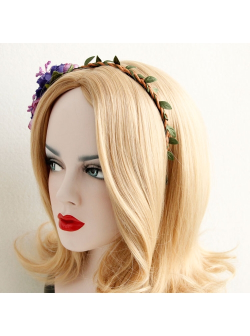 Fashion Christmas Flowers Leaves Female Long Hair Short Hair Garland Rattan Headband