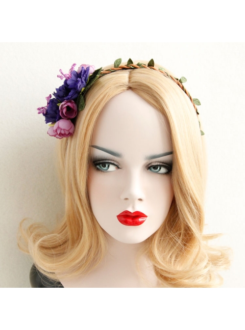 Fashion Christmas Flowers Leaves Female Long Hair Short Hair Garland Rattan Headband