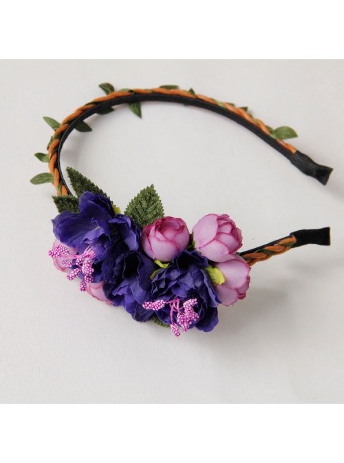 Fashion Christmas Flowers Leaves Female Long Hair Short Hair Garland Rattan Headband