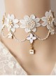 Baroque White Exaggerated Bride Wedding Dress Cherry Blossom Lace Pearl Palace Necklace