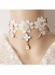 Baroque White Exaggerated Bride Wedding Dress Cherry Blossom Lace Pearl Palace Necklace