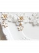 Baroque White Exaggerated Bride Wedding Dress Cherry Blossom Lace Pearl Palace Necklace
