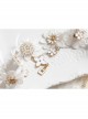 Baroque White Exaggerated Bride Wedding Dress Cherry Blossom Lace Pearl Palace Necklace