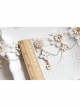 Baroque White Exaggerated Bride Wedding Dress Cherry Blossom Lace Pearl Palace Necklace