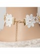 Baroque White Exaggerated Bride Wedding Dress Cherry Blossom Lace Pearl Palace Necklace