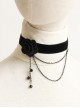 Gothic Retro Black Flower Tassel Velvet Rope Female Personality Necklace