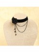 Gothic Retro Black Flower Tassel Velvet Rope Female Personality Necklace
