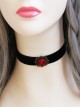 Queen Red Rose Flower Gothic Vampire Black Velvet Choker
