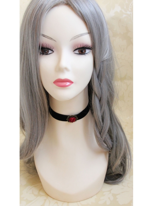 Queen Red Rose Flower Gothic Vampire Black Velvet Choker