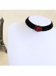 Queen Red Rose Flower Gothic Vampire Black Velvet Choker