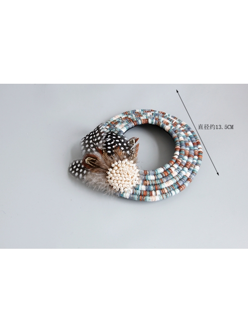 Fashion Ladies Handmade Blue Beaded Feathers Pearl Halloween Little Top Hat