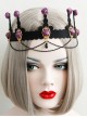 Baroque Palace Style Purple Rose Flower Black Tassel Crown Halloween Handmade Female Hair Band
