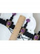 Baroque Palace Style Purple Rose Flower Black Tassel Crown Halloween Handmade Female Hair Band