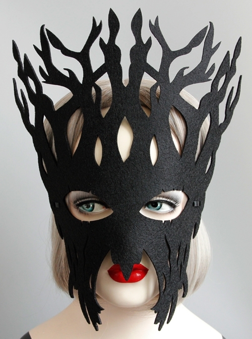 Handmade Exaggerated Male Female Child Big Tree Role Show Halloween Party Black Mask