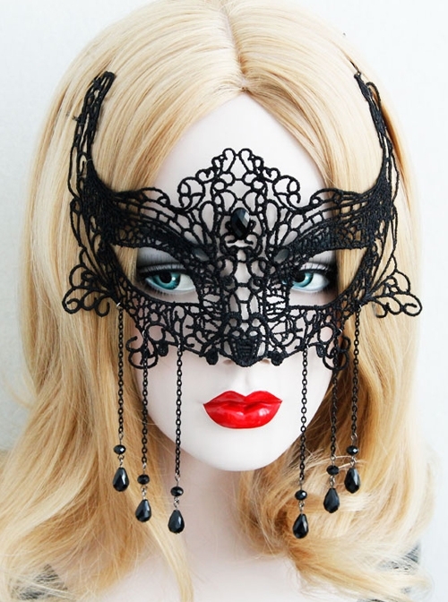 Sexy Hollow Gothic Retro Blindfold Black Lace Halloween Party Half Face Mask
