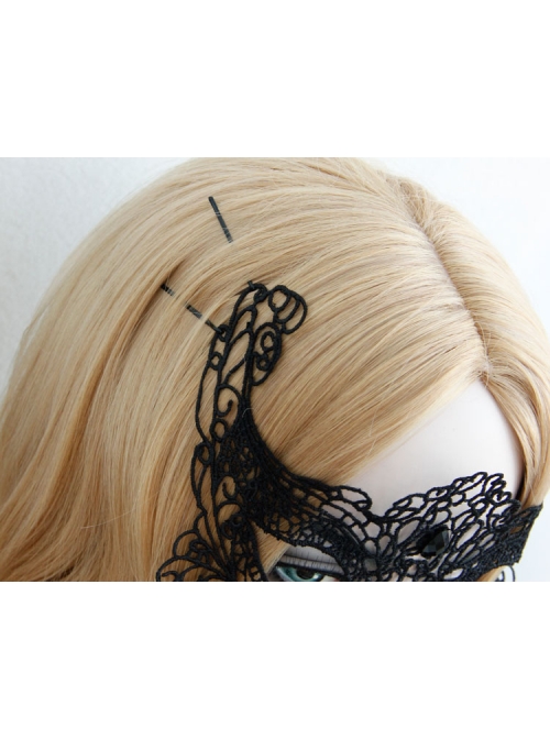 Sexy Hollow Gothic Retro Blindfold Black Lace Halloween Party Half Face Mask