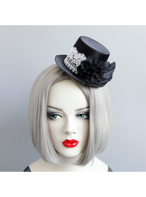 Baroque Black Retro Feather Birthday Party Stage Show Top Hat