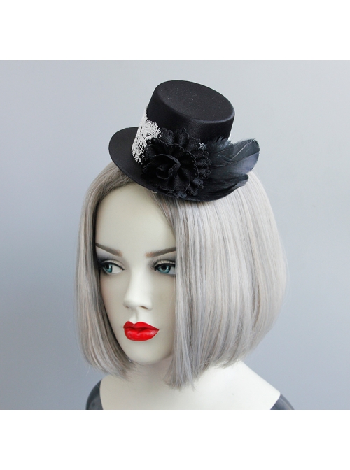Baroque Black Retro Feather Birthday Party Stage Show Top Hat
