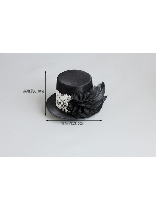 Baroque Black Retro Feather Birthday Party Stage Show Top Hat