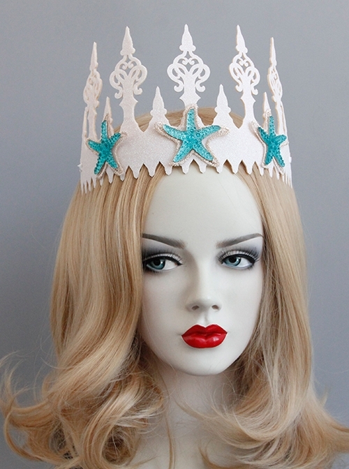 Fashion Christmas Mermaid Queen Show Starfish White Crown Headband